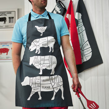 Butcher's Meat Cuts Kitchen Apron, 3 of 10