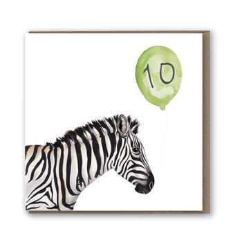 Zebra 10th Birthday Balloon Card, 2 of 6