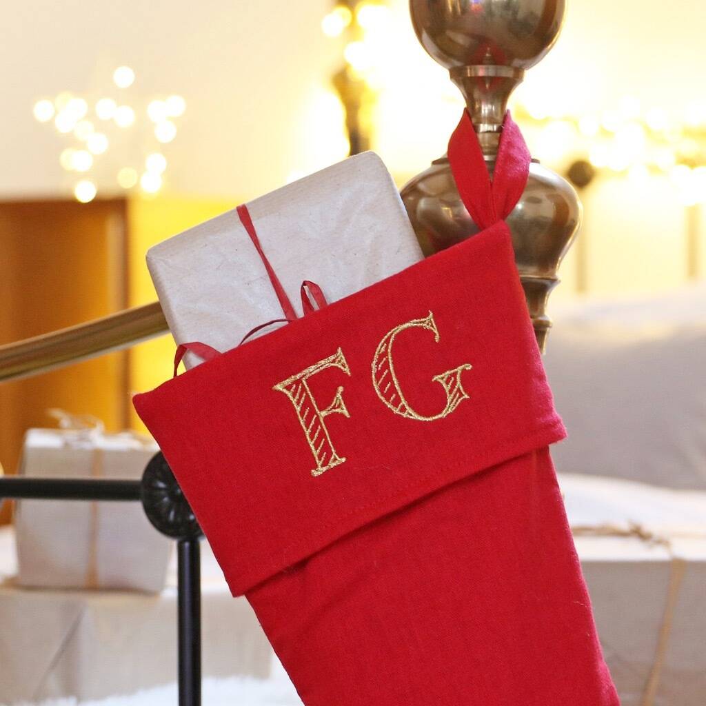 Personalised Initials Linen Christmas Stocking By Lisa Angel  notonthehighstreet.com