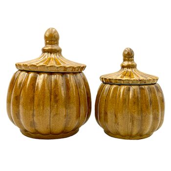 Pumpkin Pots Ochre Set Of Two, 6 of 6