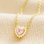 Tiny Crystal Heart Pendant Necklace In Gold, thumbnail 3 of 11