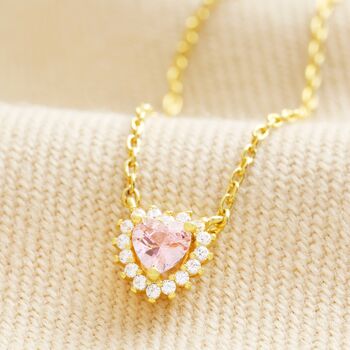 Tiny Crystal Heart Pendant Necklace In Gold, 3 of 11