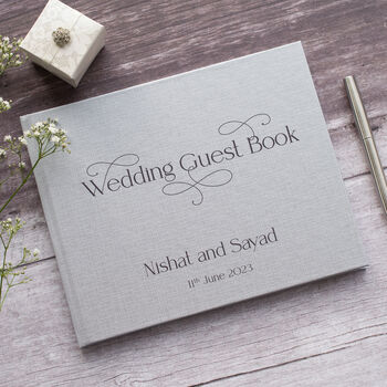 Decorative Text Design Personalised Wedding Guest Book, 8 of 11