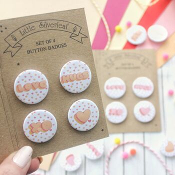 Cute Valentine Themed Badges, Pack Of Four, 9 of 10