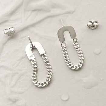 Sterling Silver Arch Chain Earrings, 4 of 6