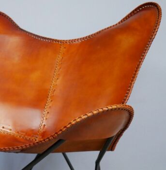 Brown Brazilian Leather Butterfly Chair, 2 of 3