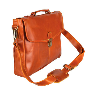 Personalised Tan Buffalo Leather Yale Clip Up Satchel, 4 of 9