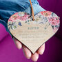 Pink Peony Sister Oak Wood Mini Heart Wall Hanging, thumbnail 1 of 5