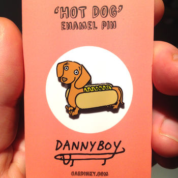 Hot Dog Dachshund Hard Enamel Pin Badge, 3 of 3