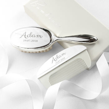 Personalised Silver Plated Baby Brush And Comb Set, 2 of 8