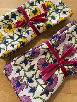 Set Of Two Indian Cotton Floral Napkins, 4 of 5