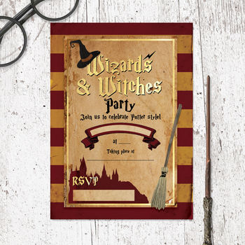 Wizards And Witches Party Invitations Pack Of 20, 2 of 2