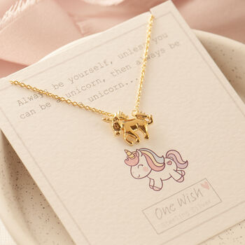 Rose Gold Or Gold Unicorn Cute Necklace, 6 of 12