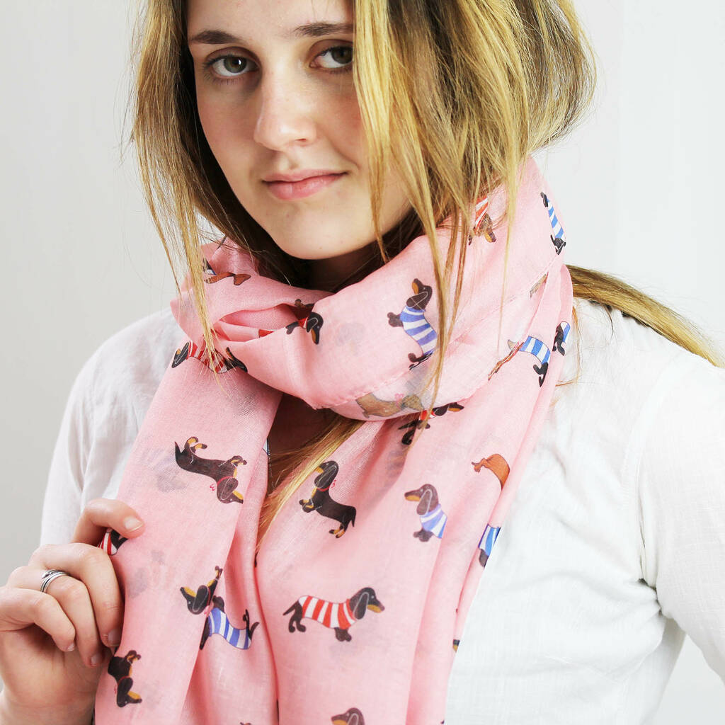 Personalised Sausage Dog Print Scarf For Dog Lovers By Hem Studios