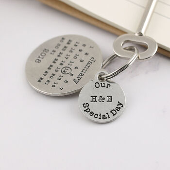 Anniversary Gift Special Day Calendar Round Keyring, 5 of 10
