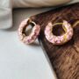 Stainless Steel Pink Enamel Huggie Hoop Earrings, thumbnail 1 of 2