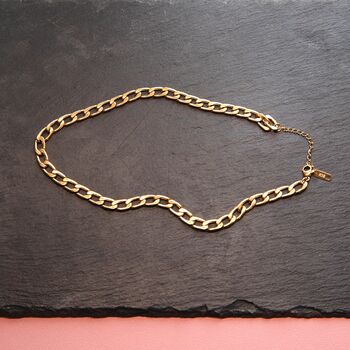 Gold Curb Chain Necklace 18 K Gold Plated, 8 of 9