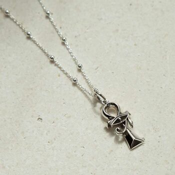 Sterling Silver Egyptian Ankh Eye Of Horus Necklace, 2 of 4