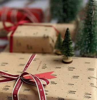 Nordic Tree Christmas Brown Kraft Gift Wrap Paper, 2 of 8