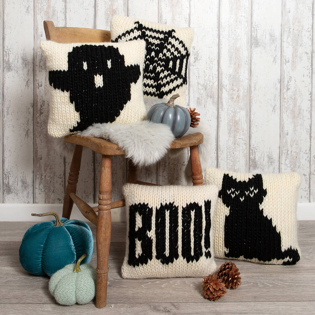 Halloween Cushion Cover Knitting Kit Four Designs, 1 of 8