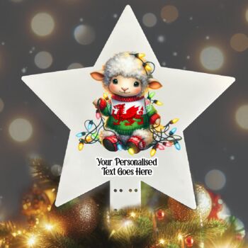 Personalised Wales Dragon And Welsh Sheep In Christmas Lights, 6 of 11