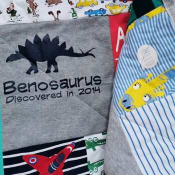Baby Clothes Blanket, Memory Quilted T Shirt Blanket, Keepsake Patchwork Quilt, Toddler Clothes Quilt, Kids Clothes Quilt, 4 of 11