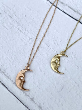Solid Gold Moonface Necklace With Real Diamond Eye, 2 of 12