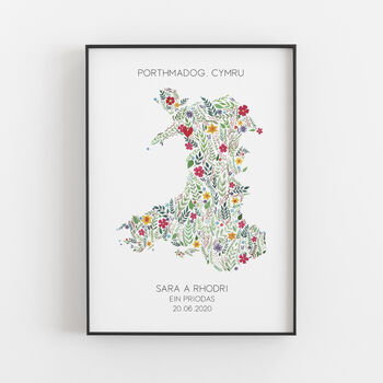 Personalised Floral Map Of Wales Print, 5 of 5