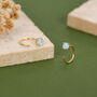 Blue Opal 4mm Open Huggie Hoop Earrings In Sterling Silver, thumbnail 6 of 12