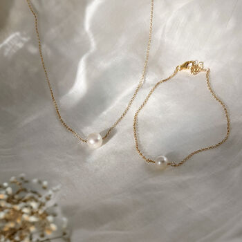Sterling Silver Floating Pearl Necklace, 5 of 11