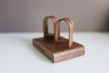 Luxury Walnut Double Glasses Stand Holder Personalised, 4 of 7