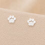 5mm Sterling Silver Paw Print Stud Earrings, thumbnail 1 of 10