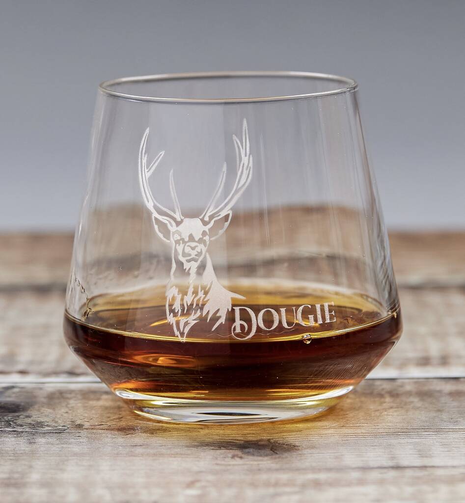 Personalised Whisky Glass With Deer Engraving, 1 of 4