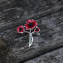 Poppy Red Enamelled Triple Flower Brooch, thumbnail 1 of 3