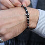 Mens Onyx And Wood Silver Bead Bracelet, thumbnail 2 of 6