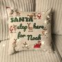 Personalised Santa Please Stop Here Cushion, Kids Santa Christmas Cushion, thumbnail 4 of 12