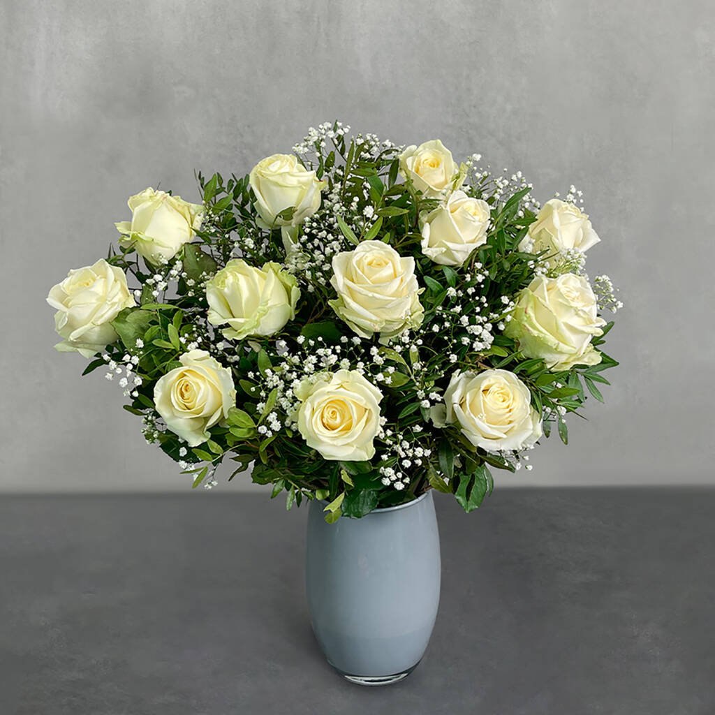 Dozen White Roses Bouquet Of Fresh Flowers