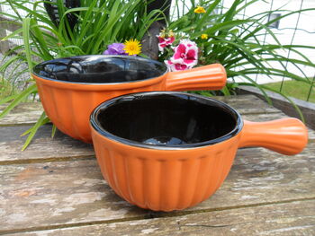 Set Of Two Reactive Glaze Brûlée Bowls In Spiced Orange, 5 of 9