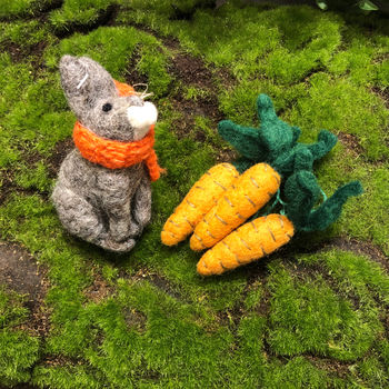 Bunny With Orange Scarf Fair Trade Handmade Animal Felt, 3 of 3