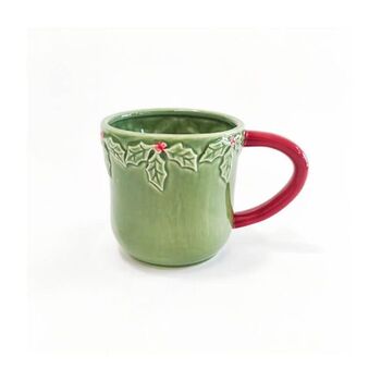 Ceramic Christmas Holly Embossed Mug, 2 of 2
