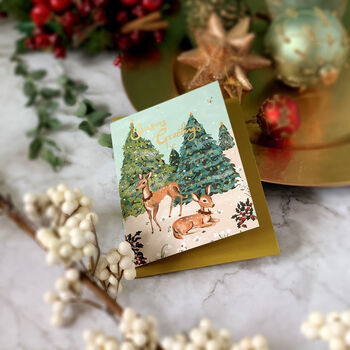 'Seasons Greetings' Deer Scene Charity Christmas Card, 3 of 5