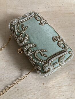 Mint Green Pearl Rectangular Clutch Bag, 6 of 9