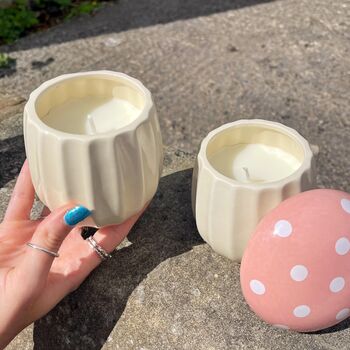 Candle In Mushroom Ceramic Pot With Lid, 3 of 5