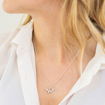 Sterling Silver Bee Necklace With Birthstone Charm, 5 of 12