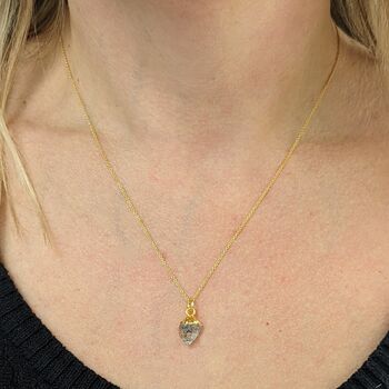 April Birthstone Necklace,Herkimer Diamond, Gold Plated, 4 of 6