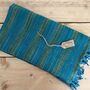 Soft Blanket Sea Blue Green Yellow Stripe Sofa Throw, thumbnail 1 of 9