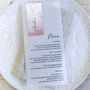 Dusky Pink Vellum Wedding Menu With Guest Name Card, thumbnail 2 of 4