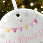 My First Christmas Baby Girl Garland Ceramic Disc Hanging Decoration Bauble + Gift Box, thumbnail 4 of 6