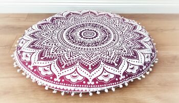 Round Ombre Mandala Floor Cushion Cover, 2 of 7