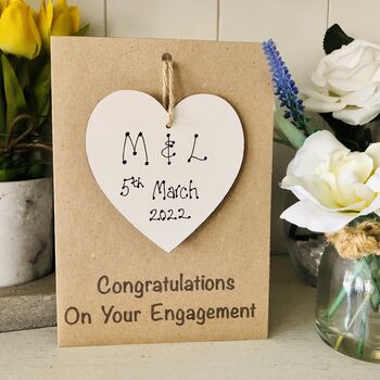 Personalised Engagement Card Heart Wooden Keepsake, 2 of 6